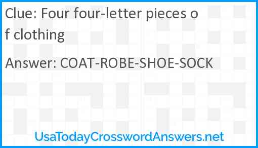 Four four-letter pieces of clothing Answer