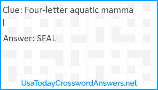 Four-letter aquatic mammal Answer