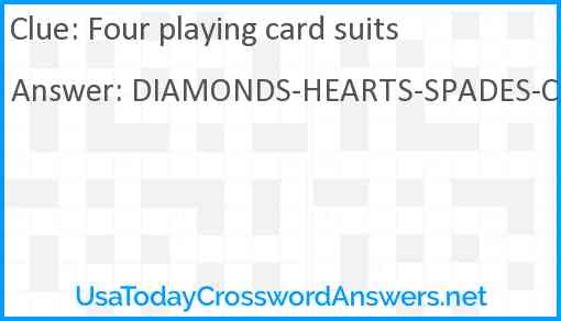 Four playing card suits Answer
