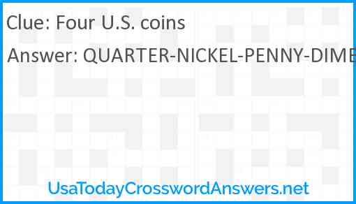 Four U.S. coins Answer
