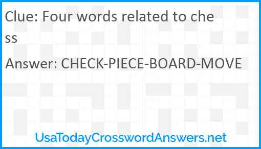 Four words related to chess Answer