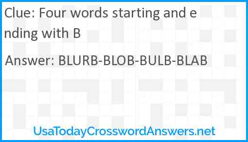 Four words starting and ending with B Answer