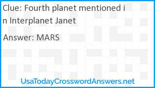 Fourth planet mentioned in Interplanet Janet Answer