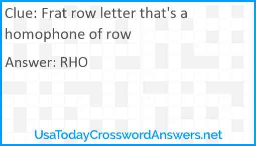 Frat row letter that's a homophone of row Answer