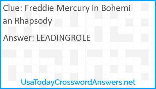 Freddie Mercury in Bohemian Rhapsody Answer