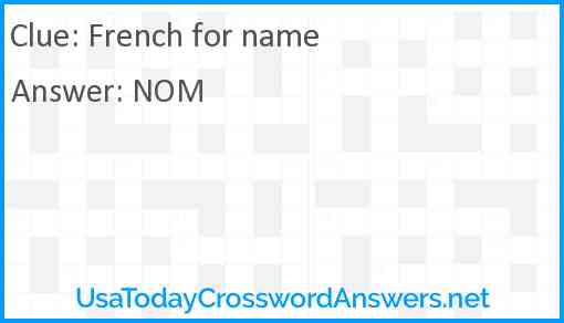 French for name Answer