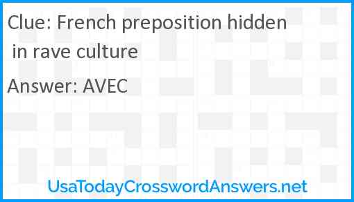 French preposition hidden in rave culture Answer