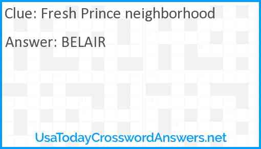 Fresh Prince neighborhood Answer