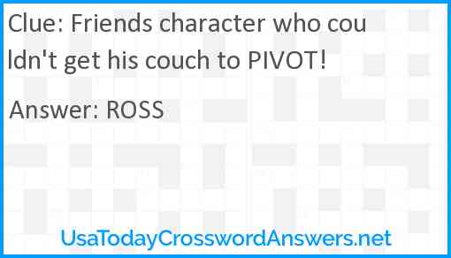 Friends character who couldn't get his couch to PIVOT! Answer