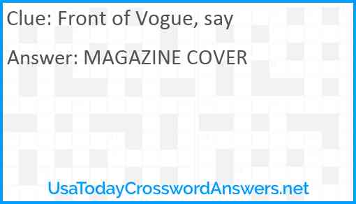 Front of Vogue, say Answer