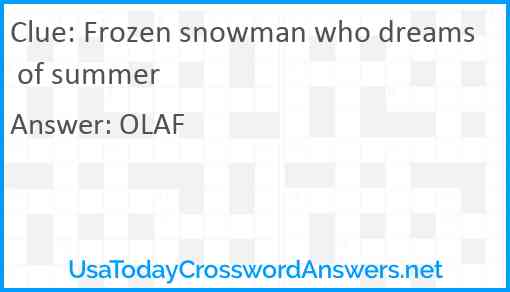 Frozen snowman who dreams of summer Answer