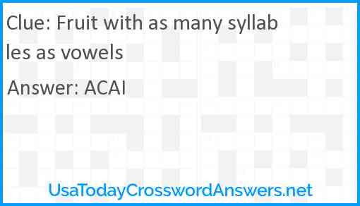 Fruit with as many syllables as vowels Answer