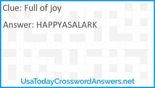 Full of joy Answer