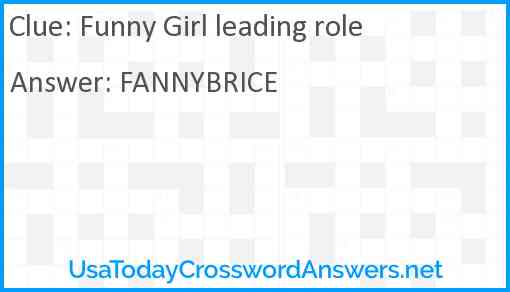 Funny Girl leading role Answer
