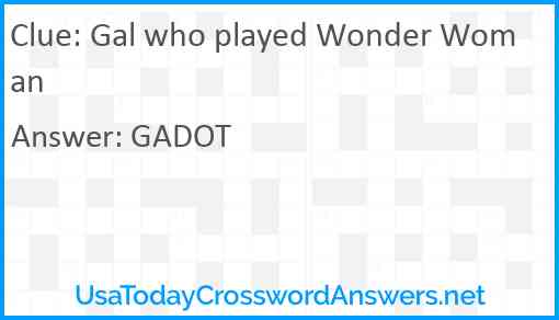 Gal who played Wonder Woman Answer