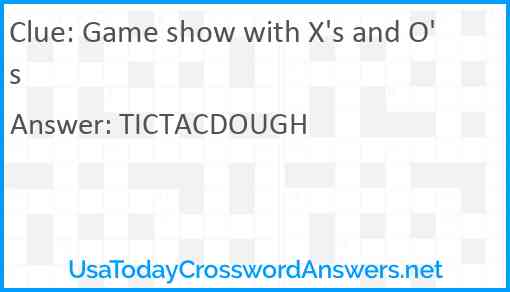 Game show with X's and O's Answer