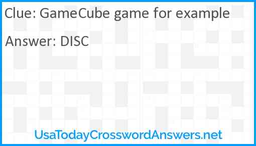 GameCube game for example Answer