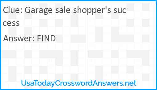 Garage sale shopper's success Answer
