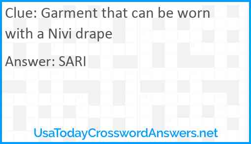 Garment that can be worn with a Nivi drape Answer