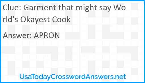 Garment that might say World's Okayest Cook Answer