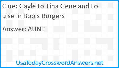Gayle to Tina Gene and Louise in Bob's Burgers Answer