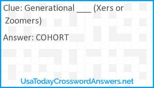 Generational ___ (Xers or Zoomers) Answer