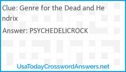 Genre for the Dead and Hendrix Answer