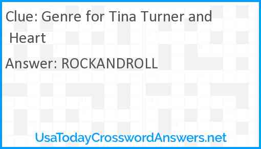 Genre for Tina Turner and Heart Answer
