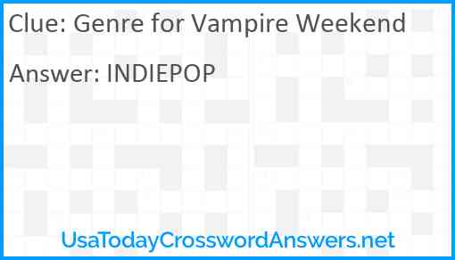 Genre for Vampire Weekend Answer
