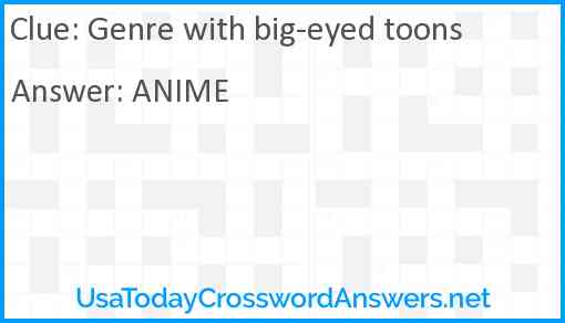 Genre with big-eyed toons Answer