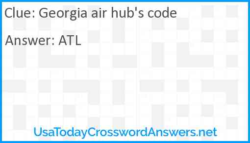 Georgia air hub's code Answer