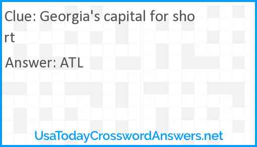 Georgia's capital for short Answer
