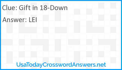 Gift in 18-Down Answer