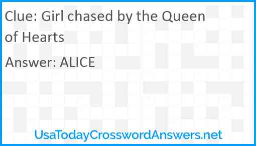 Girl chased by the Queen of Hearts Answer