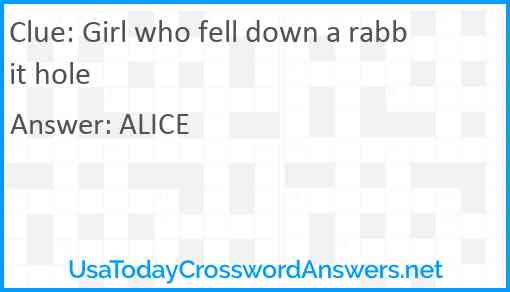 Girl who fell down a rabbit hole Answer