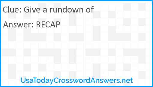 Give a rundown of Answer