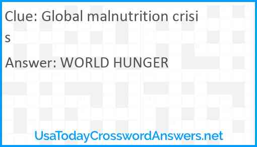 Global malnutrition crisis Answer