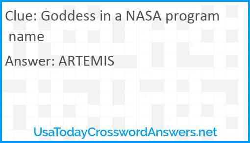 Goddess in a NASA program name Answer