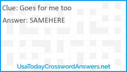 Goes for me too Answer