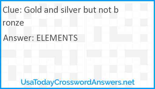 Gold and silver but not bronze Answer
