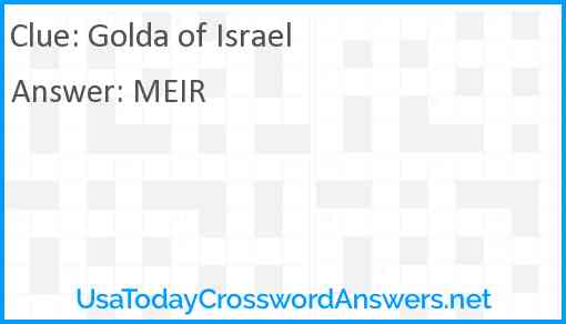 Golda of Israel Answer