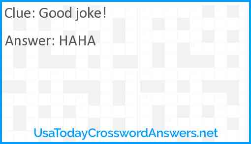 Good joke! Answer
