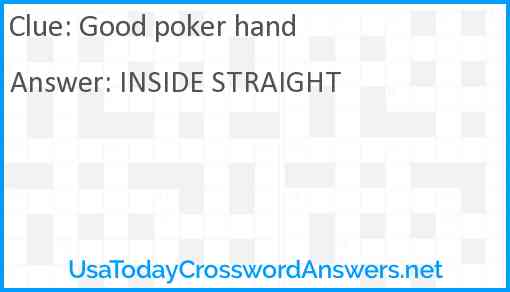 Good poker hand Answer