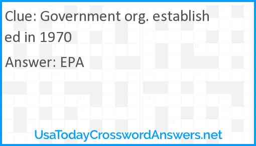 Government org. established in 1970 Answer