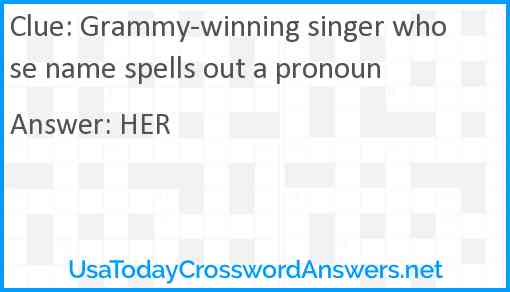 Grammy-winning singer whose name spells out a pronoun Answer