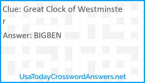 Great Clock of Westminster Answer