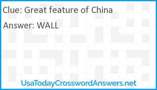 Great feature of China Answer