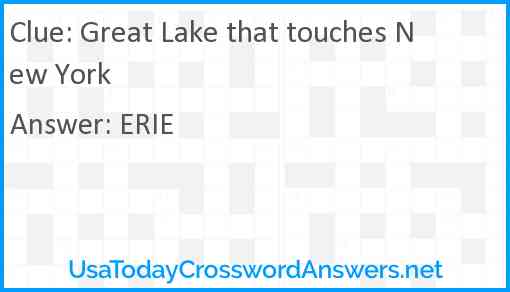 Great Lake that touches New York Answer