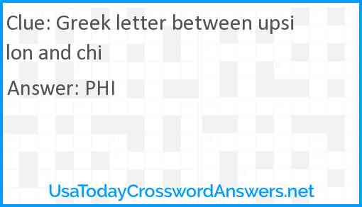 Greek letter between upsilon and chi Answer