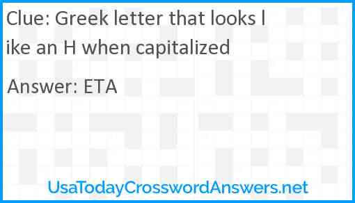 Greek letter that looks like an H when capitalized Answer